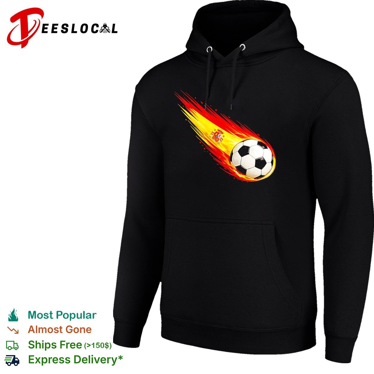 Spain flag flaming soccer ball shirt