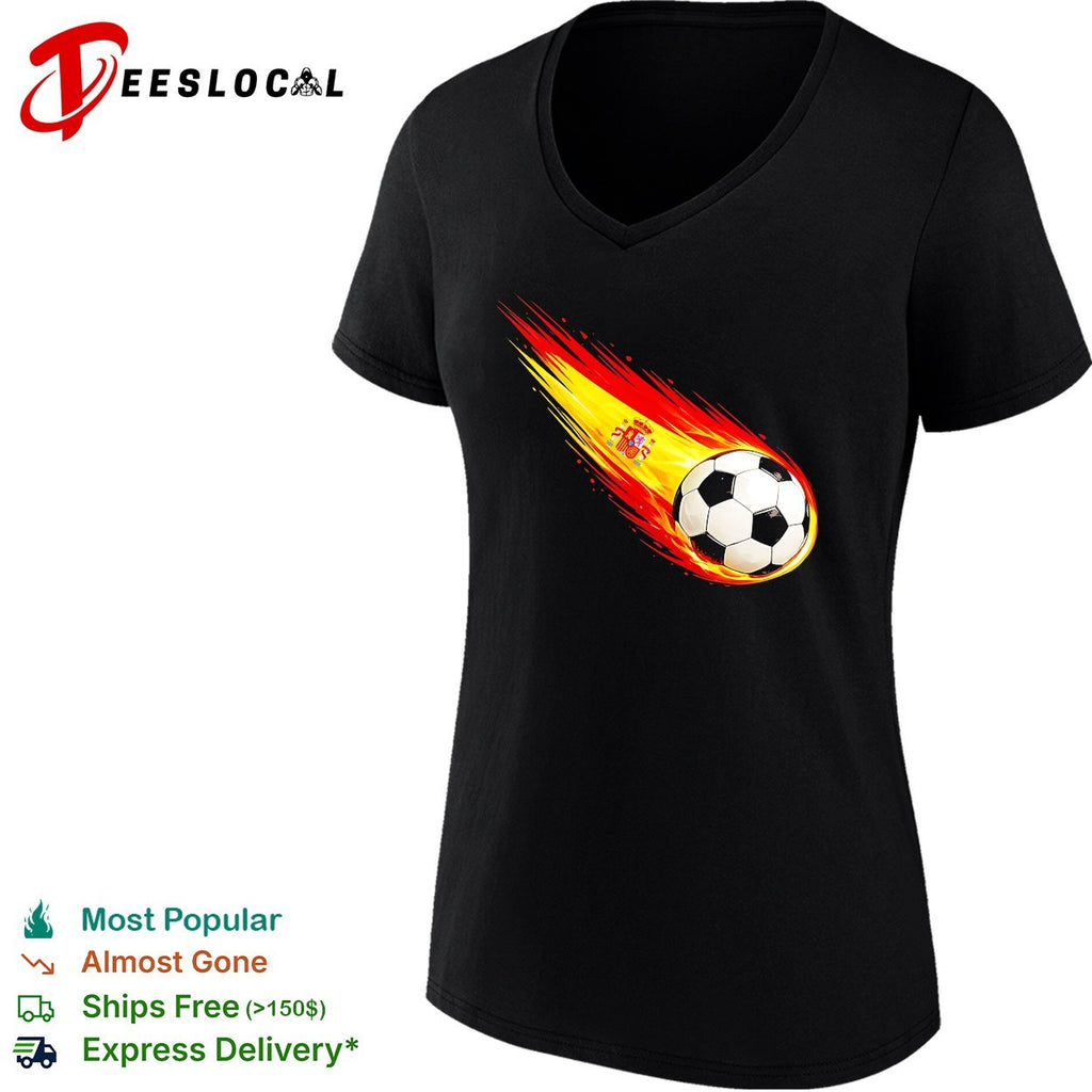 Spain flag flaming soccer ball shirt