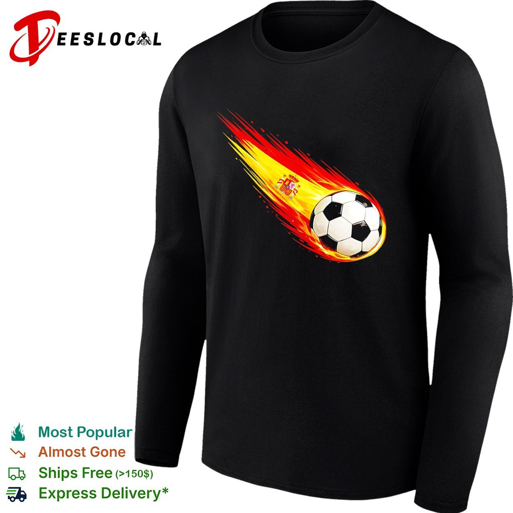 Spain flag flaming soccer ball shirt