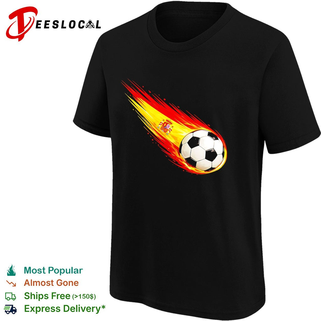 Spain flag flaming soccer ball shirt