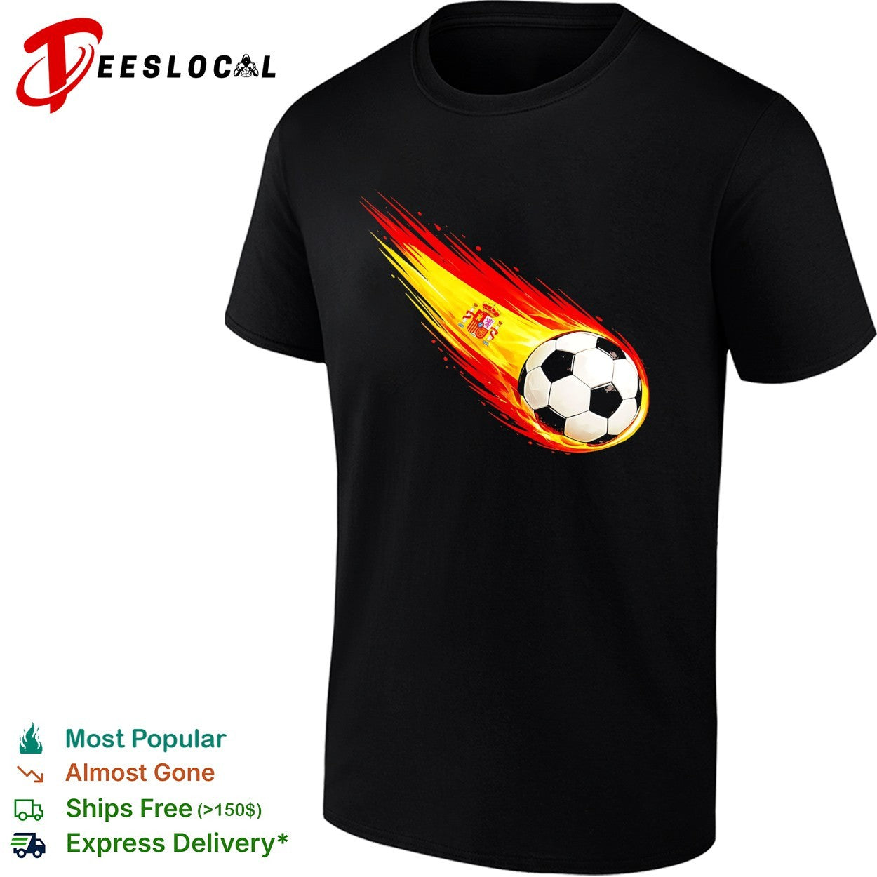 Spain flag flaming soccer ball shirt