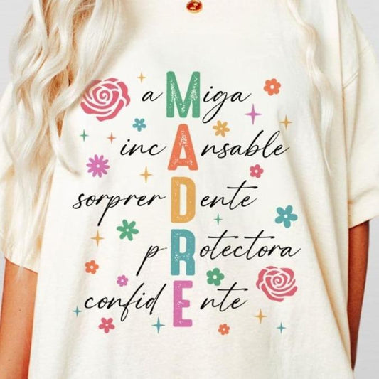Spanish Mothers Day Shirt, Mother Day Garden Shirt, Retro Madre Gifts for Mom, Comfort Colors Mothers Day Gift, Mama...