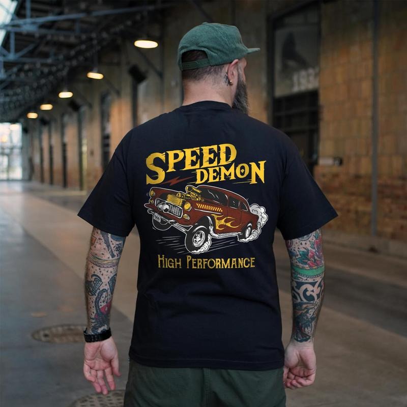 Speed Demon High Performance Printed Men's T-shirt, Gifts for the Man of Character, Merch gift