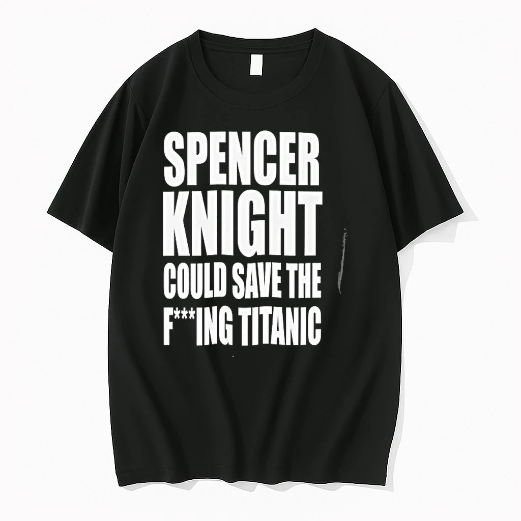 Spencer Knight Could Save The Fing Titanic Chicago Blackhawks Mens Black Tees Front Tshirts Sweater