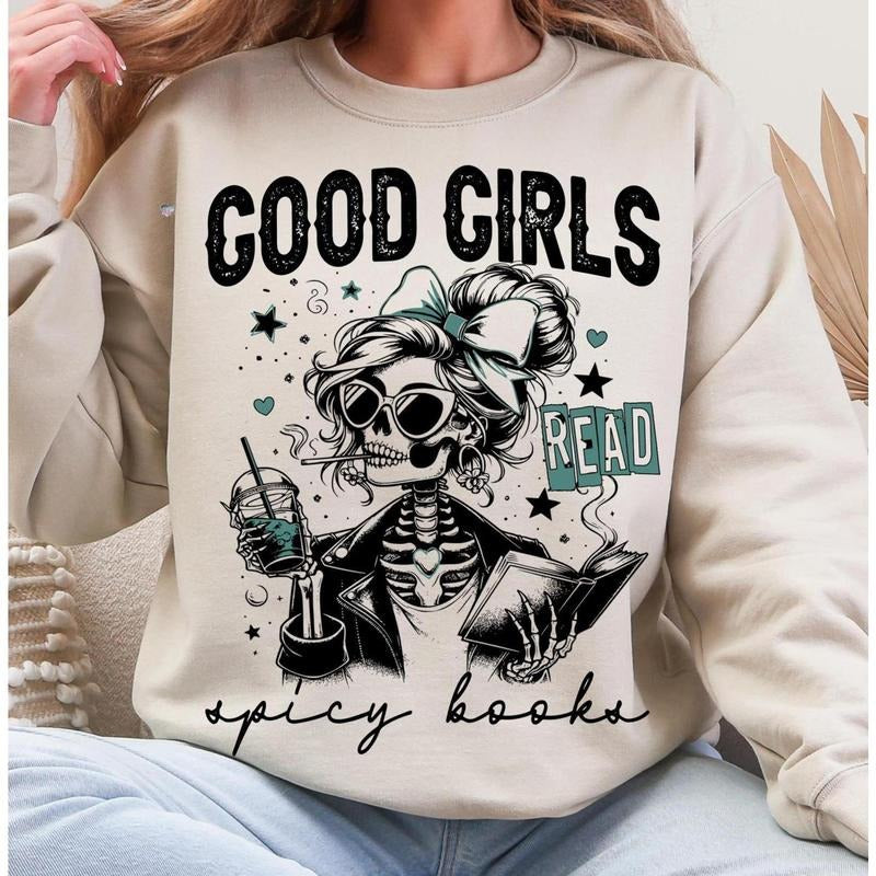 Spicy Books Shirt Sassy Skeleton Bookish Sublimation Romance Reader Clipart Smutty Books Shirt trendy Coquette Book Lover Design Dark Academia