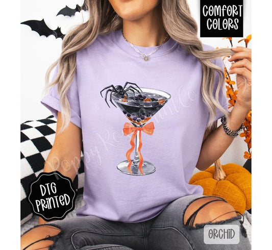 Spider Martini Shirt Comfort Colors 1717 Tee Trendy Halloween Tshirt Made in USA 100% US Cotton Ethical Sustainable Production