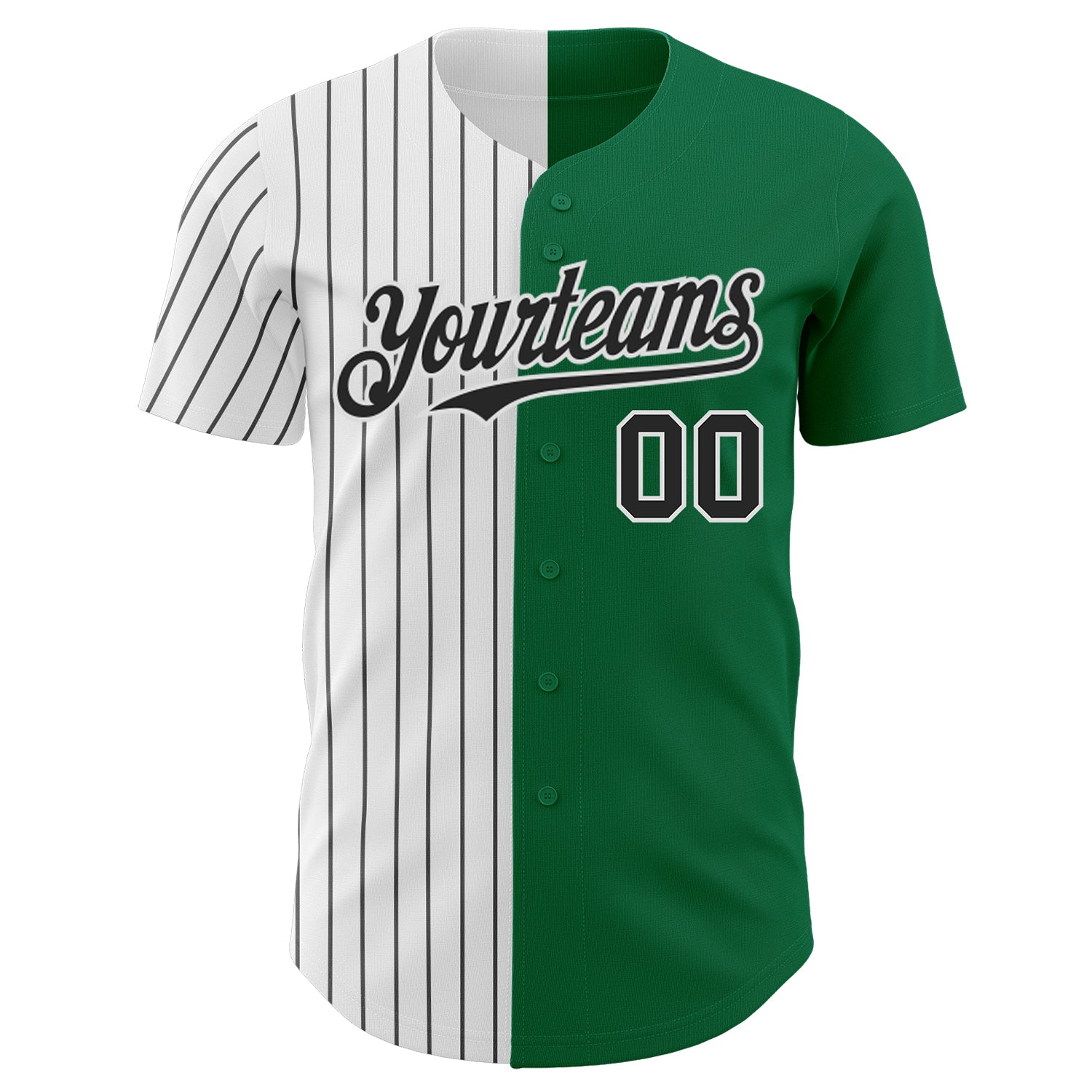 Custom Kelly Green White-Black Pinstripe Authentic Split Fashion Baseball Jersey T-Shirts, Hoodie, Sweatshirt (Image 2)