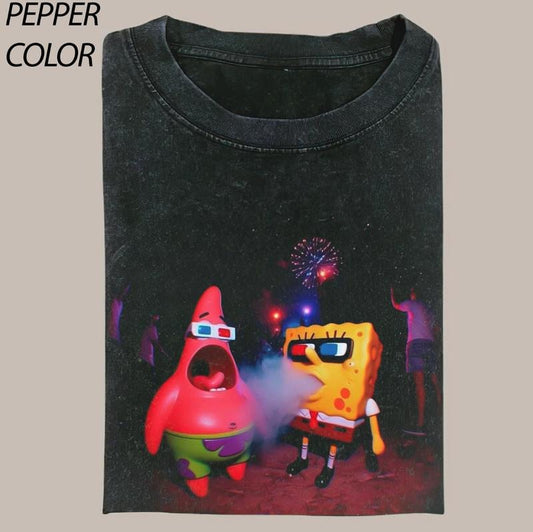 SpongeBob Cartoon At The Festival Comfort Colors T-shirt, Mene Funny Cartoon Graphic Tee Gift For Boyfriend Menswear Top Streetwear