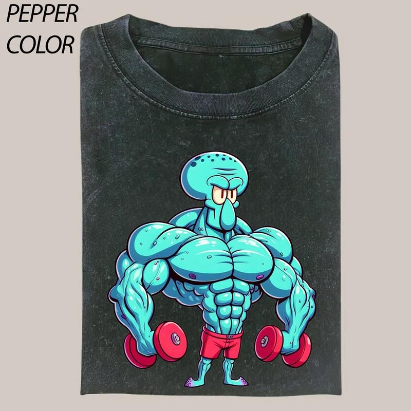 SpongeBob SquarePants Gym T-shirt, Gustavo Henrique T-shirt, Drip Cartoon Graphic Tee, Funny T-shirt, Unisex Movie Shirt Menswear