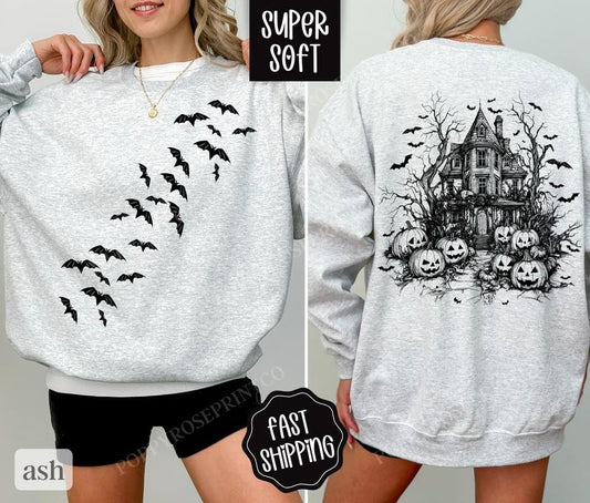 Spooky Halloween Sweatshirt, October Vibes Sweater,  Women's Holiday Crewneck