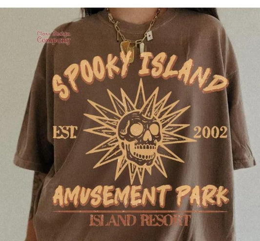 Spooky Island T-Shirt, Retro Cartoon Halloween Shirt, 90s Halloween Movie Tee, Disco Skull Spooky Shirt, Retro Summer Halloween T-Shirt