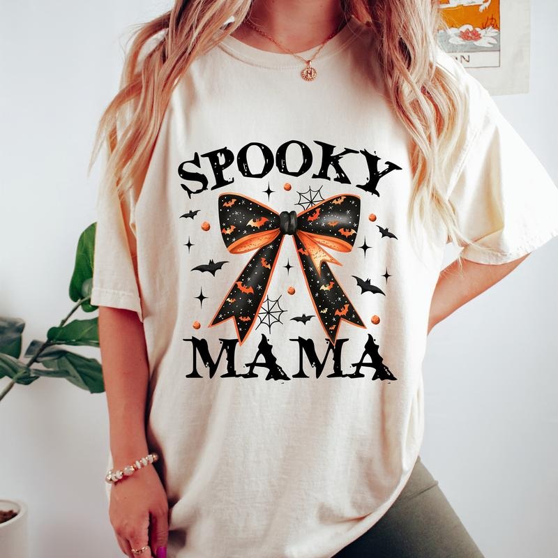 Spooky Mama Shirt, Coquette Halloween Shirt, Spooky Season Shirt, Retro Halloween Shirt, Spooky Vibes Shirt, Fall Shirt, Halloween Shirt