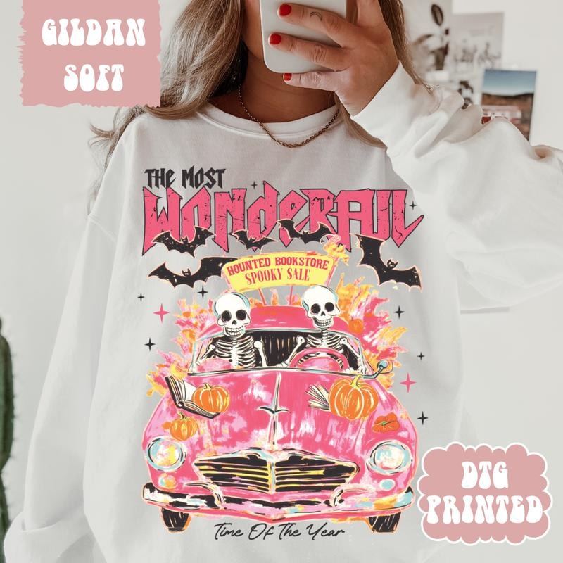 Spooky Season Cruiser Sweatshirt ~ Unisex Apparel Relaxed Fit Printed In The USA Clothing Womenswear Casual Comfort Cotton Top Athletic Boho Chic