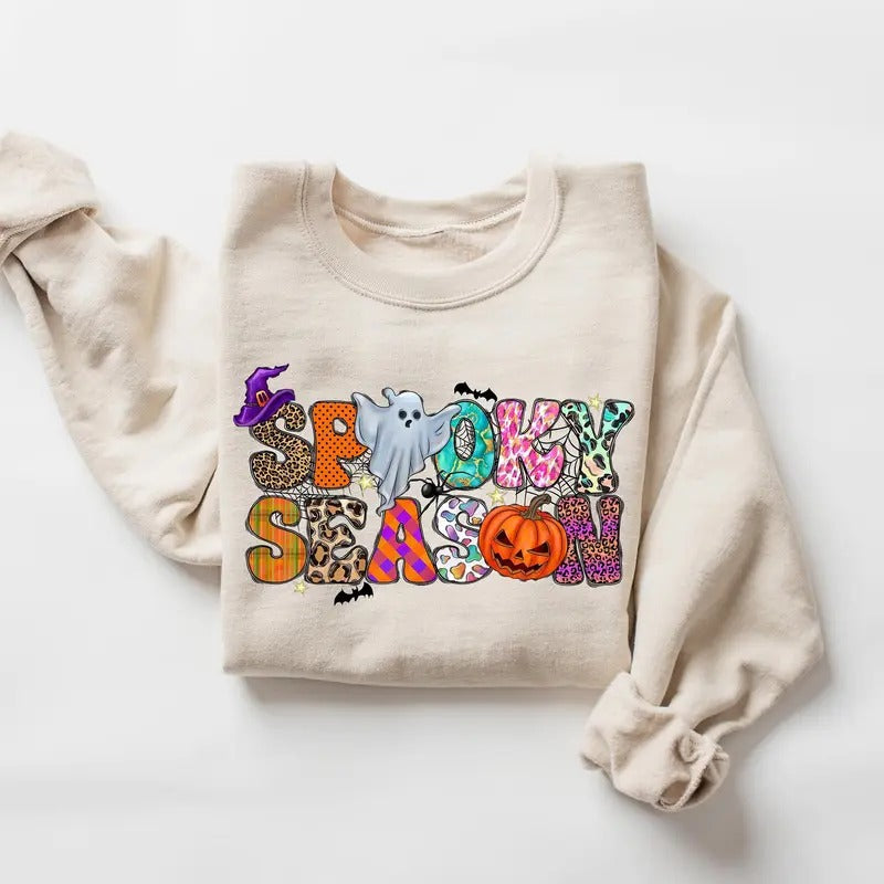 Spooky Season Ghost Sweatshirt, Ghost Sweatshirt, Halloween Favorite, Cute Ghost Sweatshirt, Halloween Gift, Spooky...