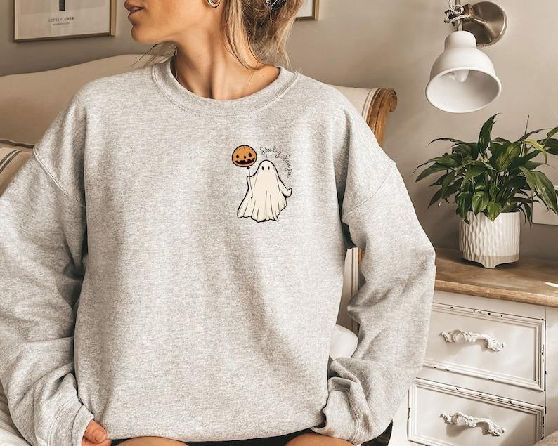 Spooky Season Sweatshirt, Crewneck Sweatshirt, Pumpkin Fall, Cute and Scary, Autumn Shirt, Spooky Sweatshirt, Halloween,...