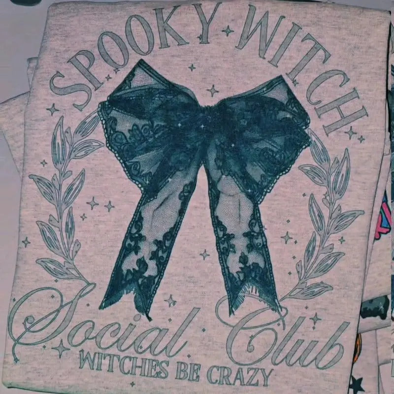 Spooky Witch Club Halloween Graphic Tee Loose fit