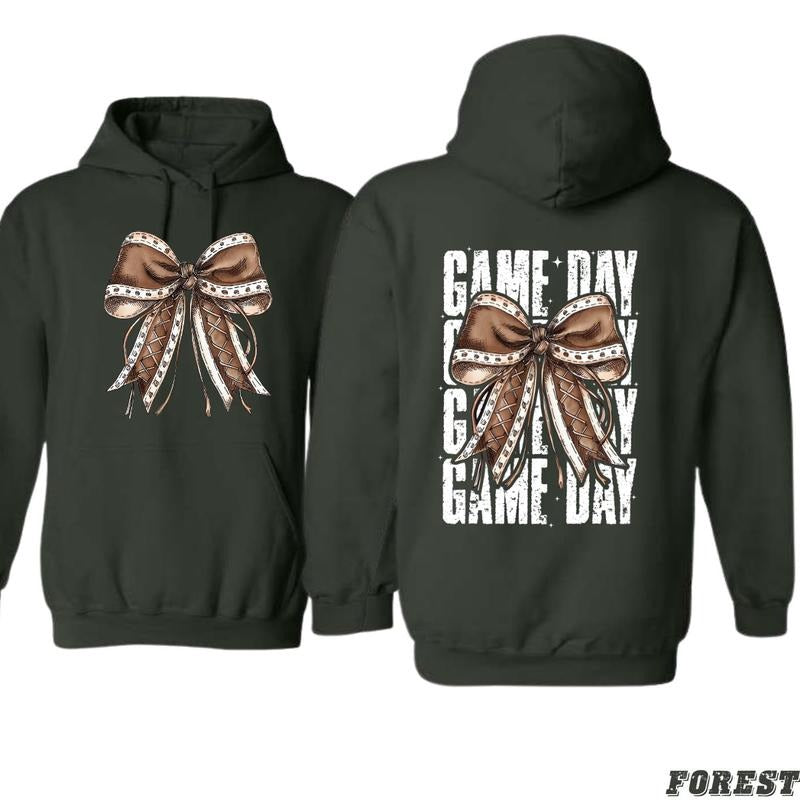 Sports Bow Hoodie - Elegant Game Day Design, Ideal for Cheerful Celebrations, Perfect for Comfort and Style, Unisex Hoodie for Men and Women Menswear Sweaters