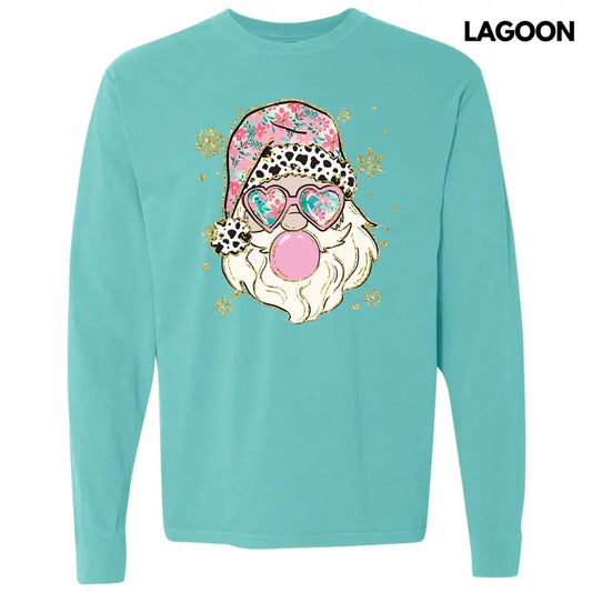 Spotted & Floral Santa Long Sleeve Comfort Colors T-Shirt 'NLB'