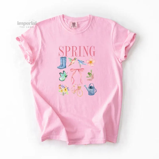 Spring Comfort Colors T-Shirt, Vintage Graphic Tee, Garment-Dyed Cotton, Unisex Relaxed Fit, Casual Aesthetic Streetwear