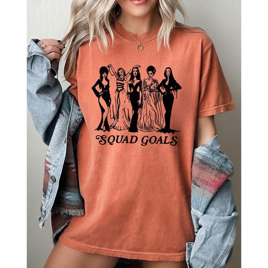 Squad Goals, Skeleton, Ghost, Witch, Skull, Spooky, Aesthetic, Meme, Halloween, Costume, Tshirt, Women's Comfort Color Tee, Tshirt