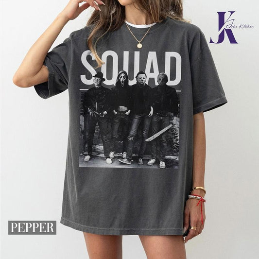 Squad Horror Characters Shirt, Vintage 90s Halloween Sweatshirt, Horror Movie Sweatshirt, Halloween Friends Shirt, Michael Myers and Jason Voorheese Shirt, Michael Myers Comfort Color Shirt, Micheal Myers Shirt, Myers Thriller Friday the 13th Horror