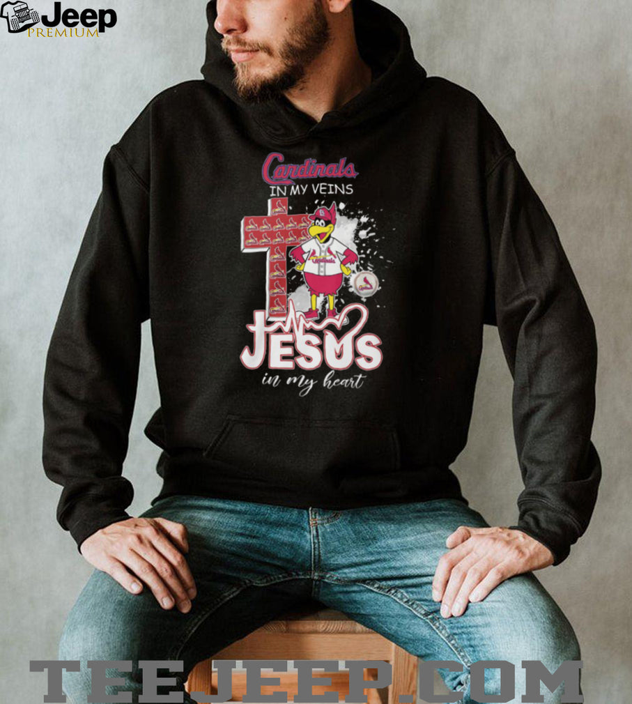 St Louis Cardinals In My Veins Jesus In My Heart Mascot T Shirt