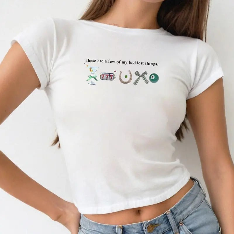 St Patrick's Day Baby Tee, Cute St Patrick's Day, Lucky Y2K 2000's Baby Tee, Coquette Trendy Irish Crop Top Shirt, Gift For Her