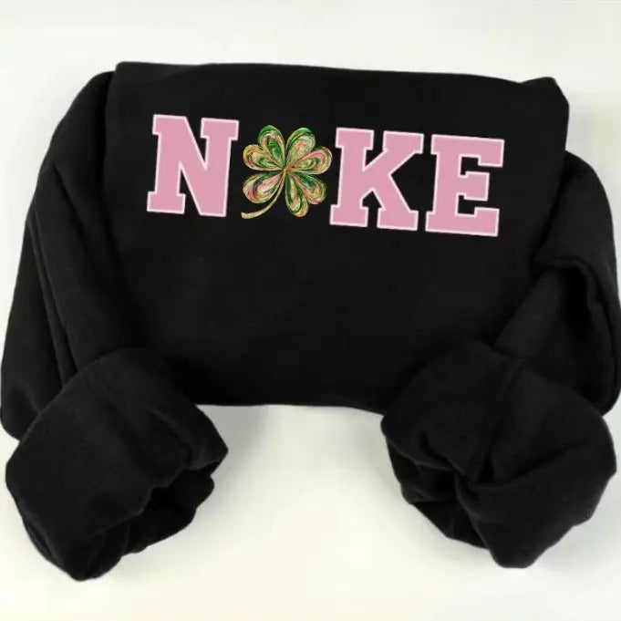 St Patrick's Day Glitter Shamrock Sweatshirt, Four Leaf Clover Sweater, St Patty's Day Sequin Style Sweatshirt, Teacher Gift