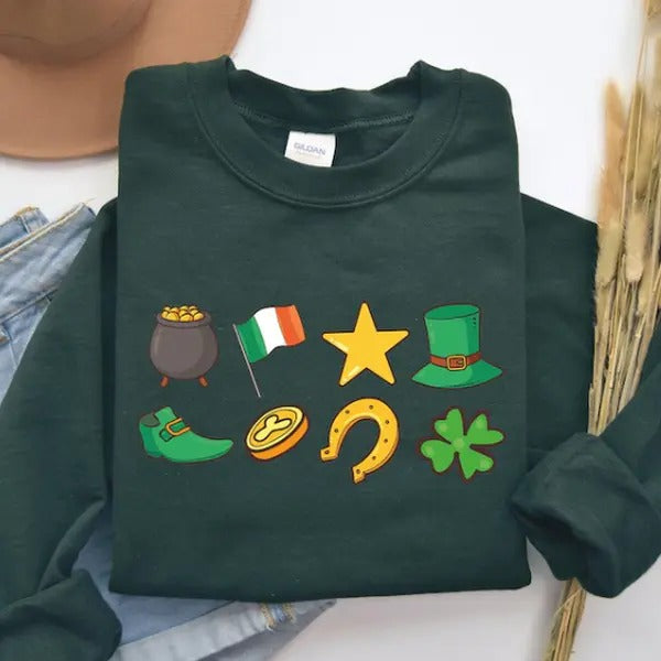 St Patrick's Day Lucky Charm Sweatshirt - Unisex Medium-Heavy Fabric, Loose Fit, Casual Style, 50% Cotton, 50% Polyester, Machine Washable - Pullover