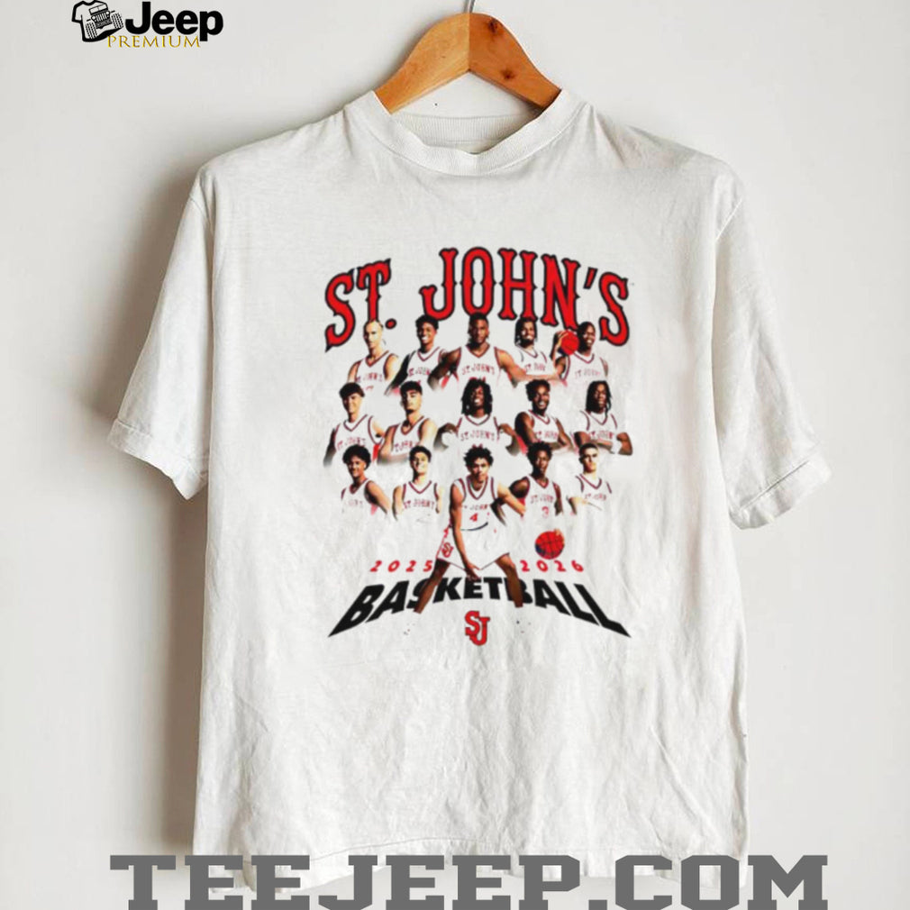 St. John’s Basketball 2025 2026 Team Roster Graphic White T shirt