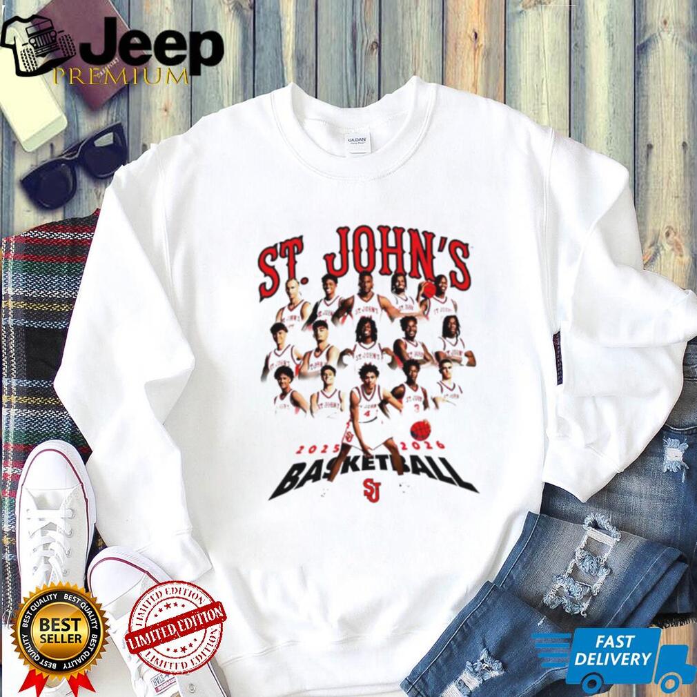 St. John’s Basketball 2025 2026 Team Roster Graphic White T shirt