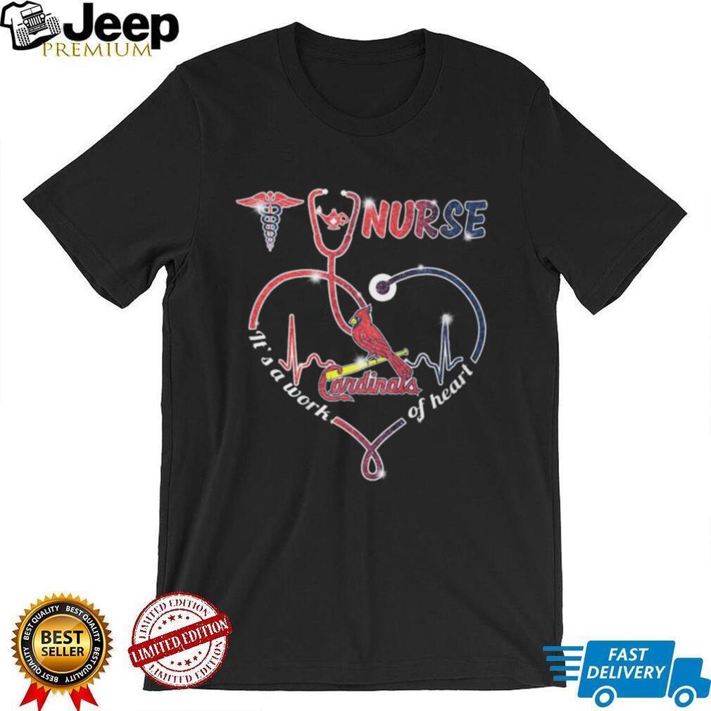 St. Louis Cardinals Nurse Heart Stethoscope Work of Heart T Shirt