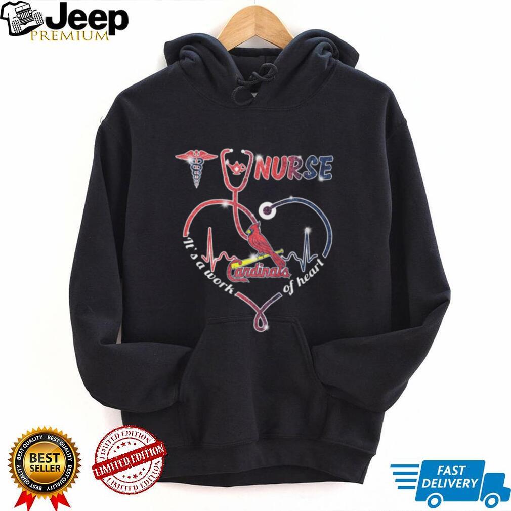 St. Louis Cardinals Nurse Heart Stethoscope Work of Heart T Shirt