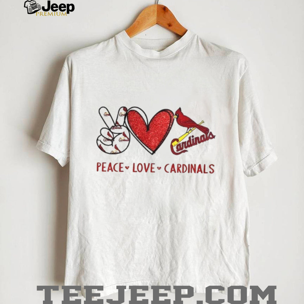 St. Louis Cardinals Peace Love Cardinals Baseball Fan T Shirt