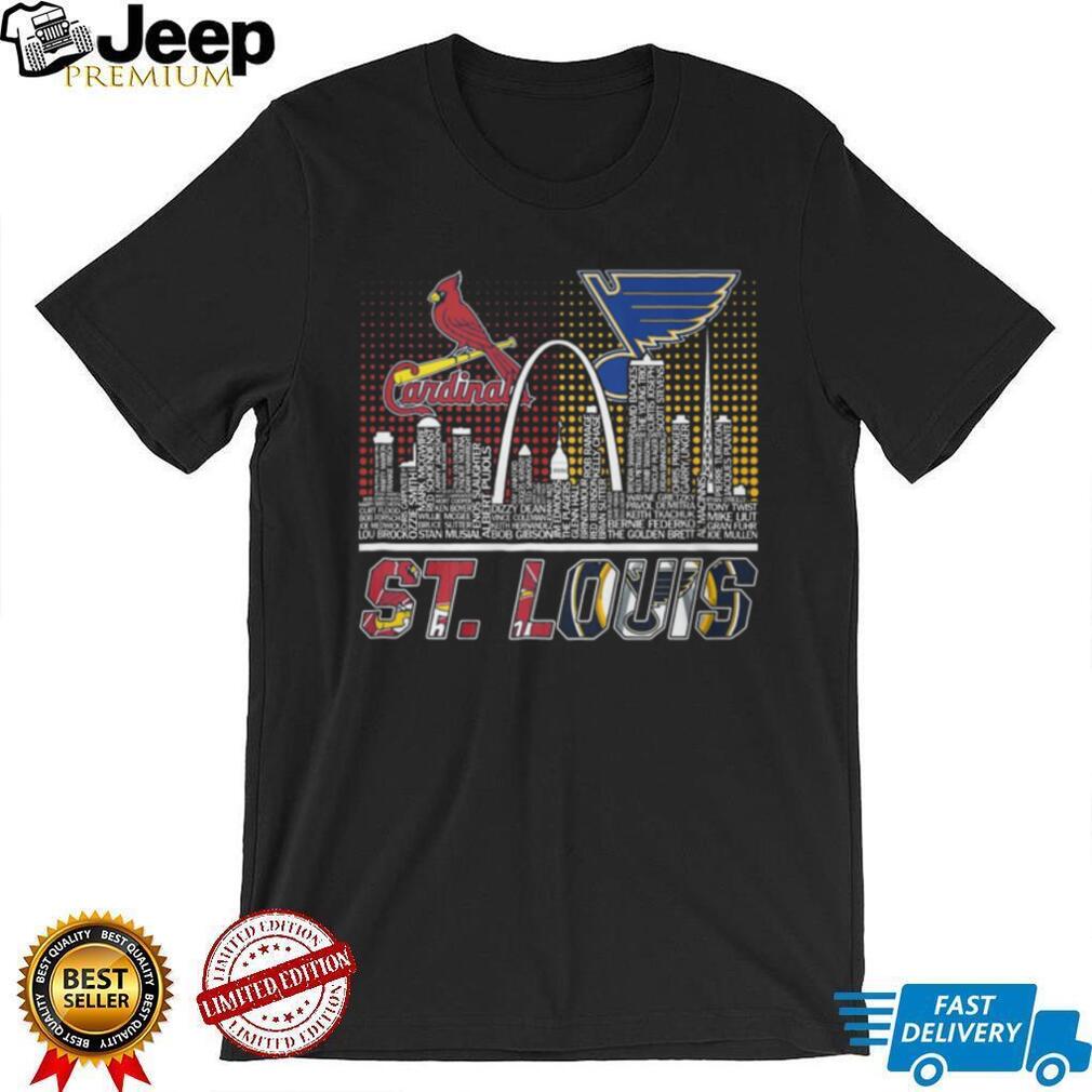 St. Louis Sports Legends Cardinals and Blues Skyline Typography T Shirt