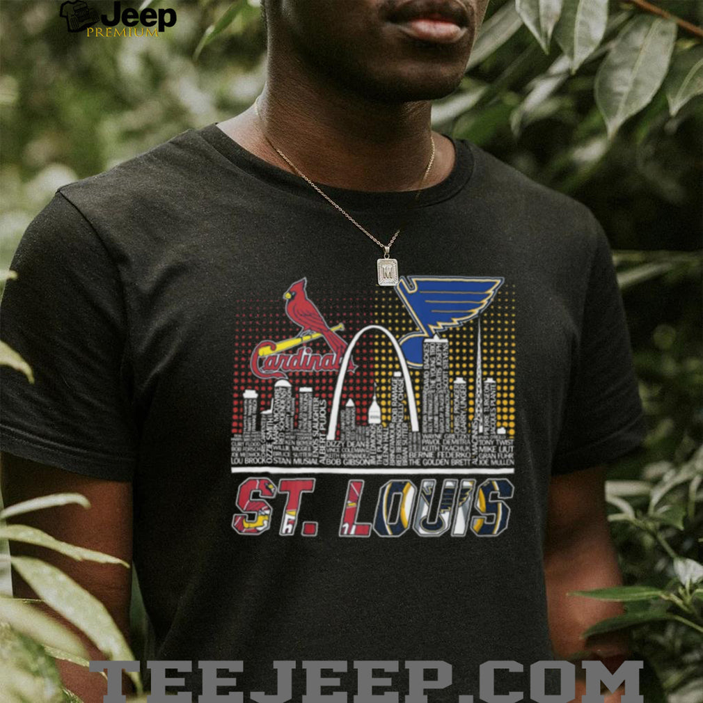 St. Louis Sports Legends Cardinals and Blues Skyline Typography T Shirt