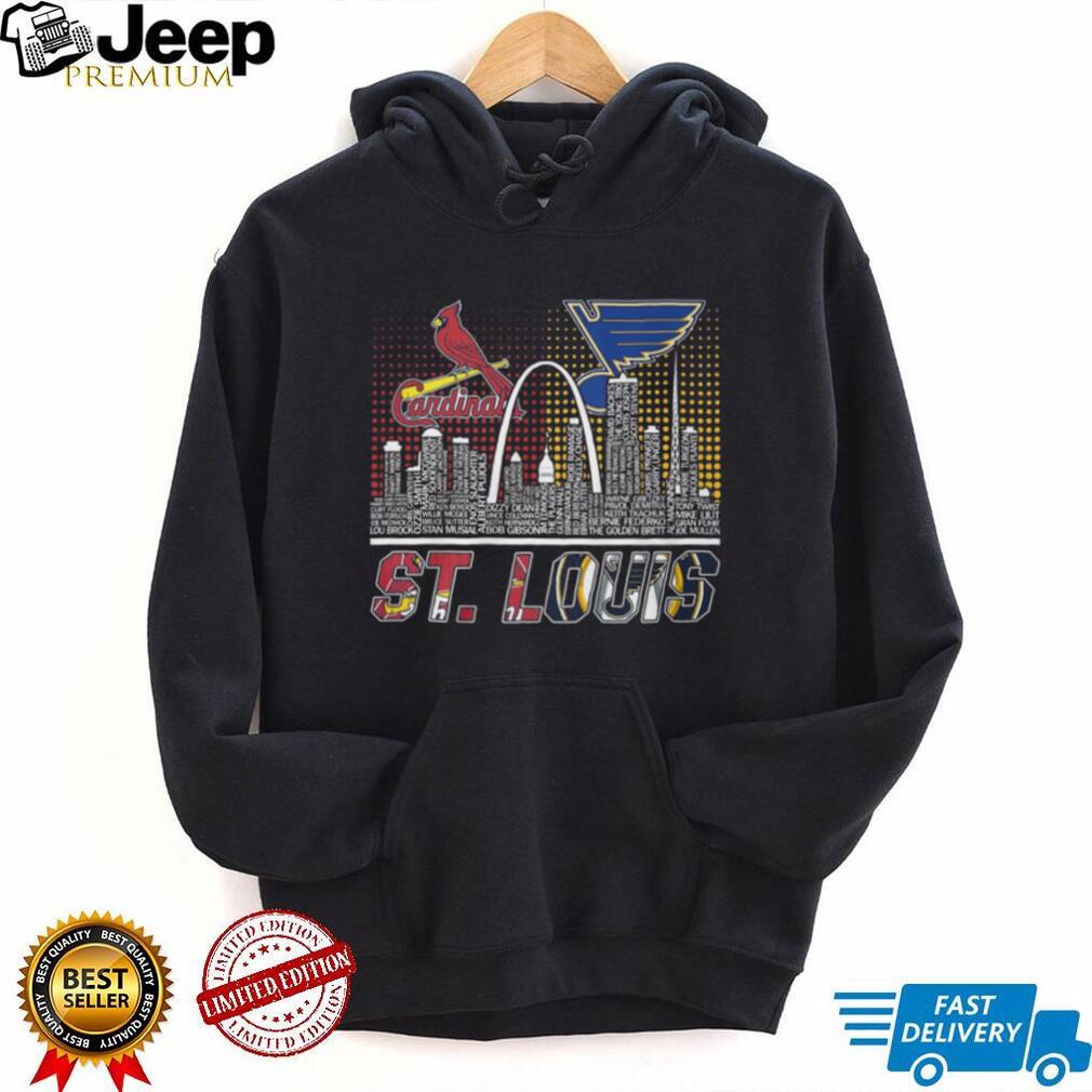 St. Louis Sports Legends Cardinals and Blues Skyline Typography T Shirt