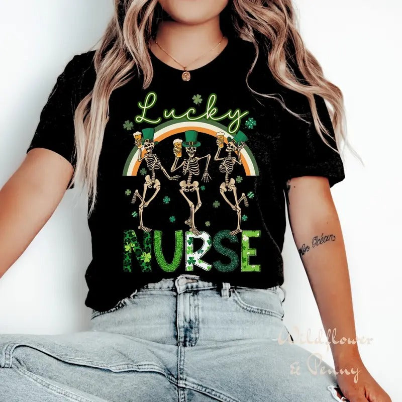 St. Patricks Day Nurse Shirt, Nurse Shamrock Shirt, Nurse St. Patrick's Day Shirt, Lucky Nurse St Pattys Day Shirt, Clover Shirt, Retro Groovy St. Patrick's Day Shirt, Lucky Shirt, Patricks Day Tee Hodie and Sweater, T-Shirt