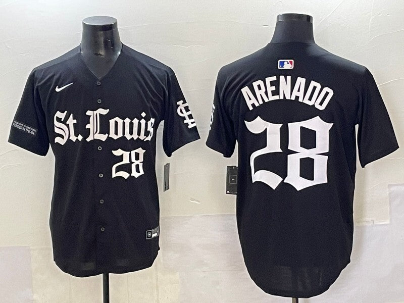 St. Louis Cardinals #28 Nolan Arenado Red Black 5 Collaboration Style 1