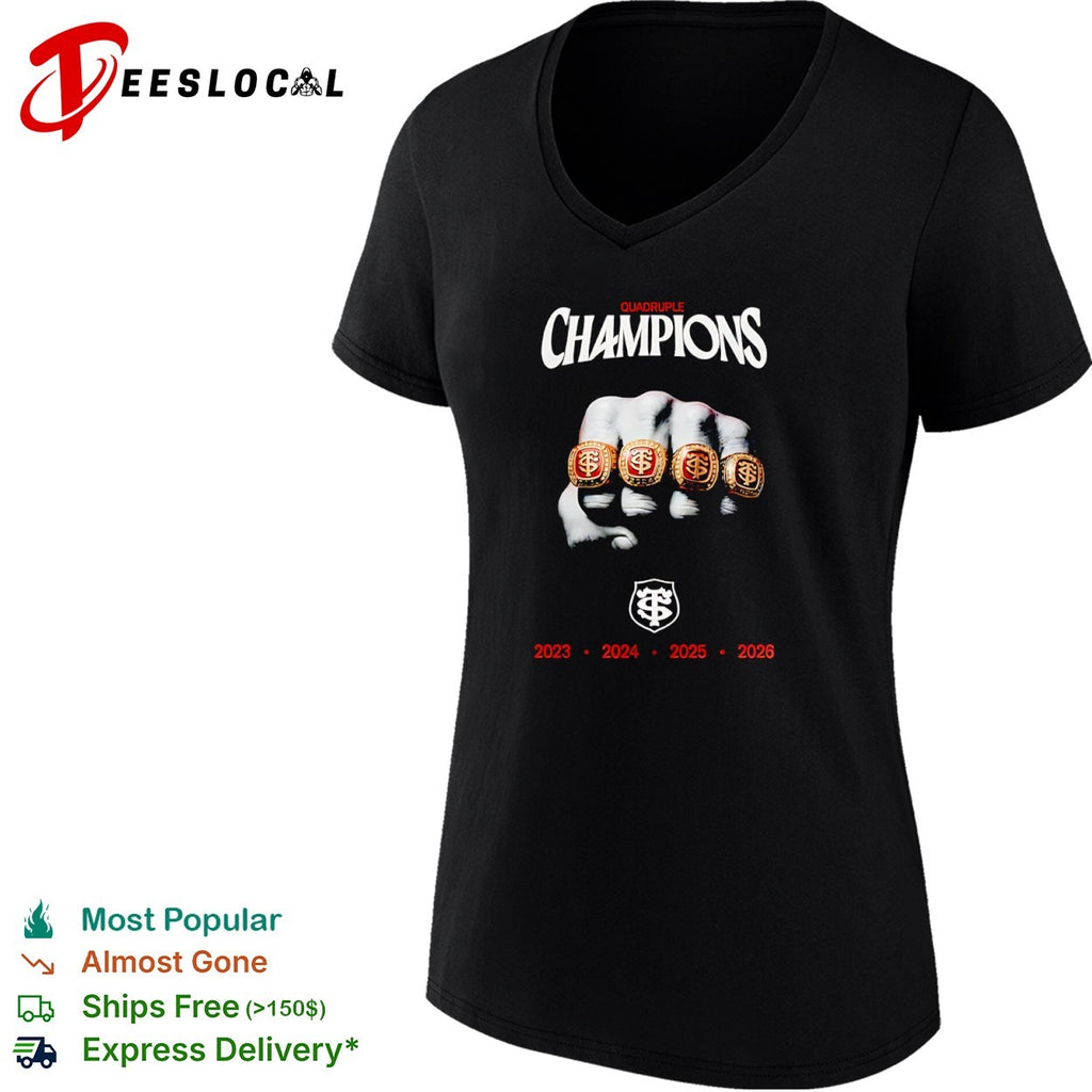 Stade Toulousain Quadruple Champions 2023 2024 2025 2026 Rugby Ring shirt