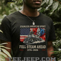 Stainless American Spirit 250 Years Steam Train Patriotic Shirt