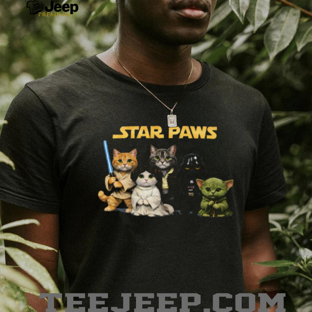 Star Paws Funny Cat Characters Parody Black T Shirt