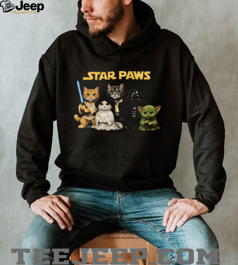 Star Paws Funny Cat Characters Parody Black T Shirt