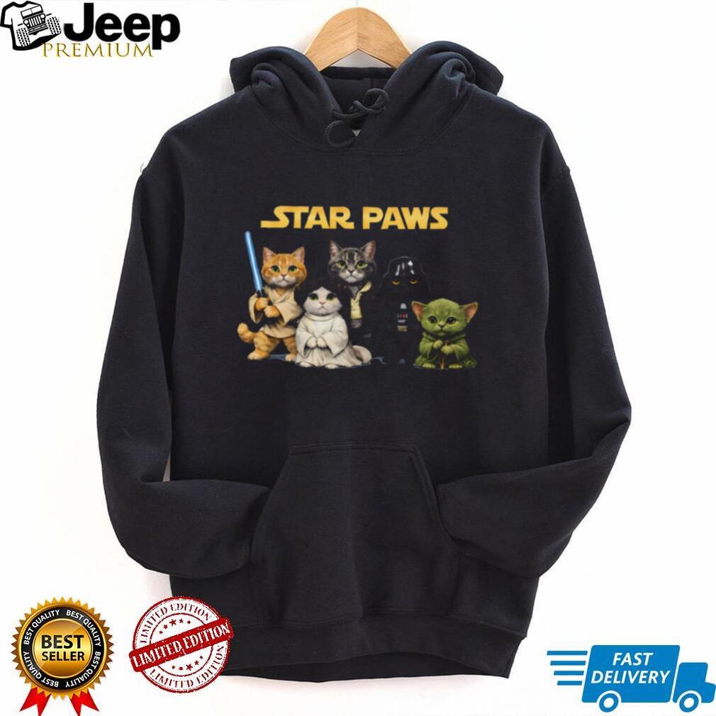 Star Paws Funny Cat Characters Parody Black T Shirt