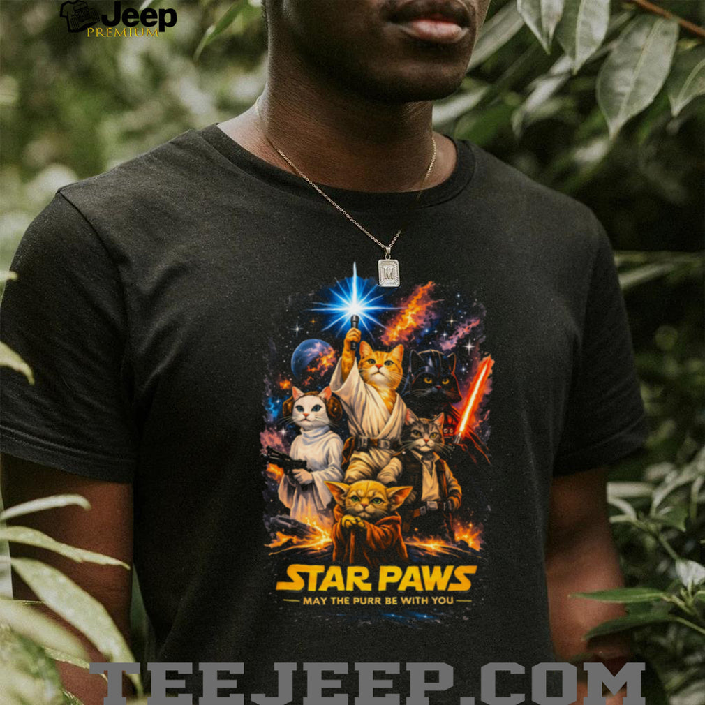 Star Paws May The Purr Be With You Funny Cat Space Movie Parody T Shirt