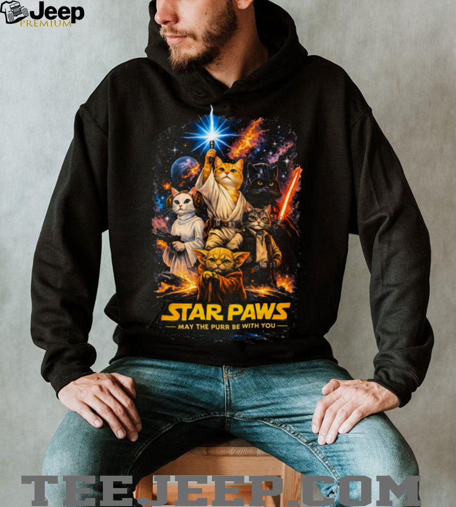 Star Paws May The Purr Be With You Funny Cat Space Movie Parody T Shirt