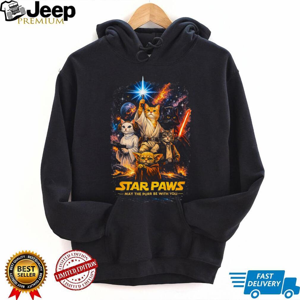 Star Paws May The Purr Be With You Funny Cat Space Movie Parody T Shirt