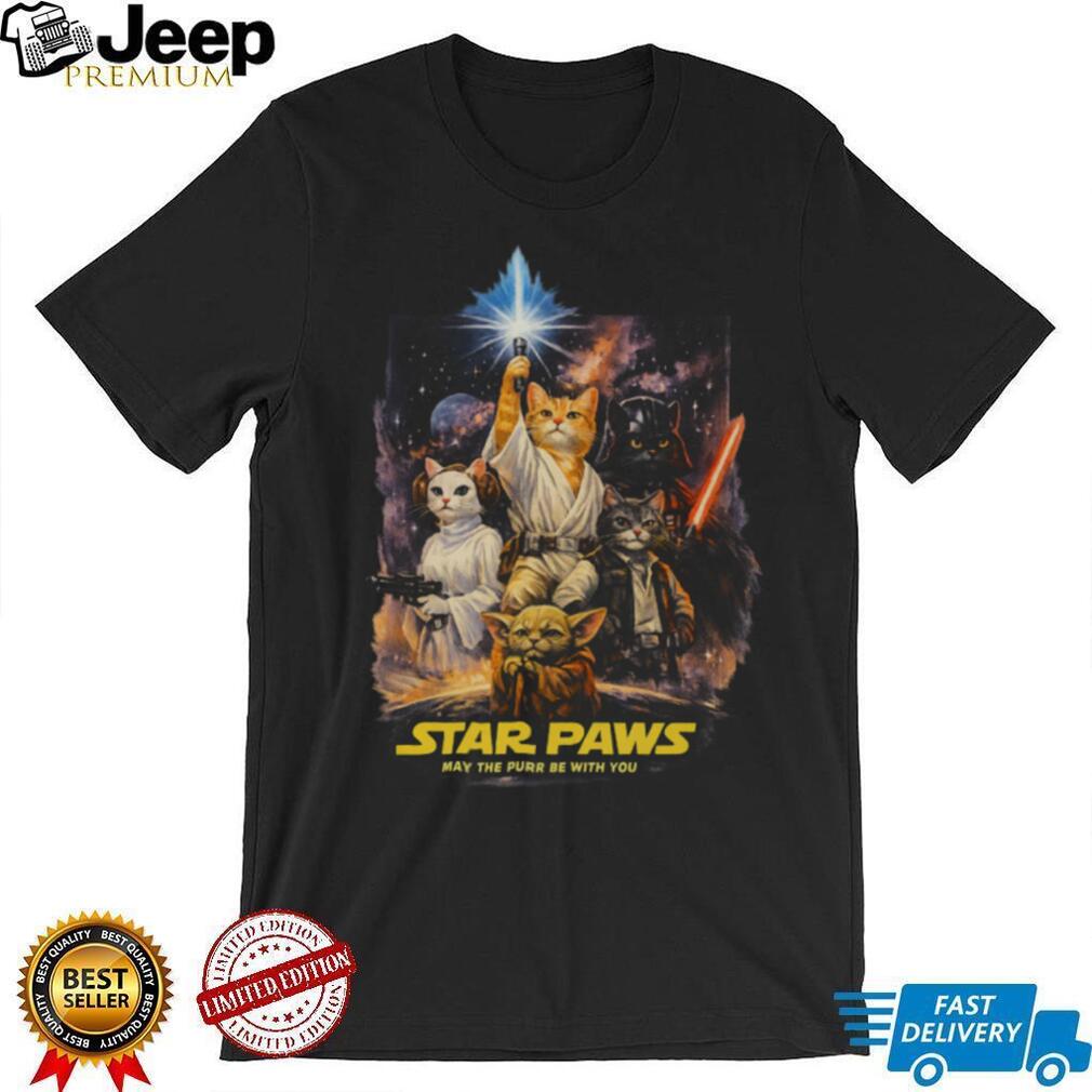 Star Paws May The Purr Be With You Sci Fi Cat Movie Parody T Shirt