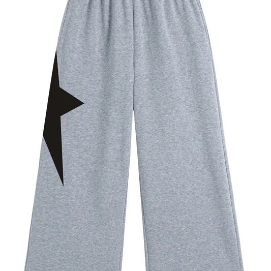 Star Print Streetwear Sweatpants Elastic Waist Loose Wide Leg Joggers Y2k Pants Harajuku Trousers