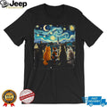 Starry Night Cats On A Roof Van Gogh Art Parody Feline T Shirt